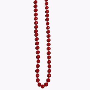 Vintage 50s 90s Cherry Red Knotted Beads Necklace Classic Minimalist Jewelry